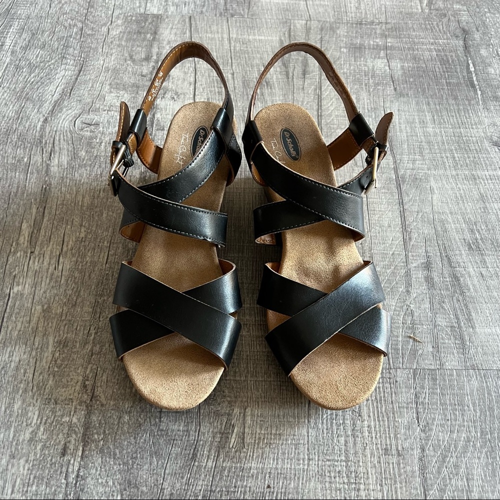 Dr Scholl’s Wedge Sandals Comfort Leather Casual Everyday Shoes Size 8 Bracket